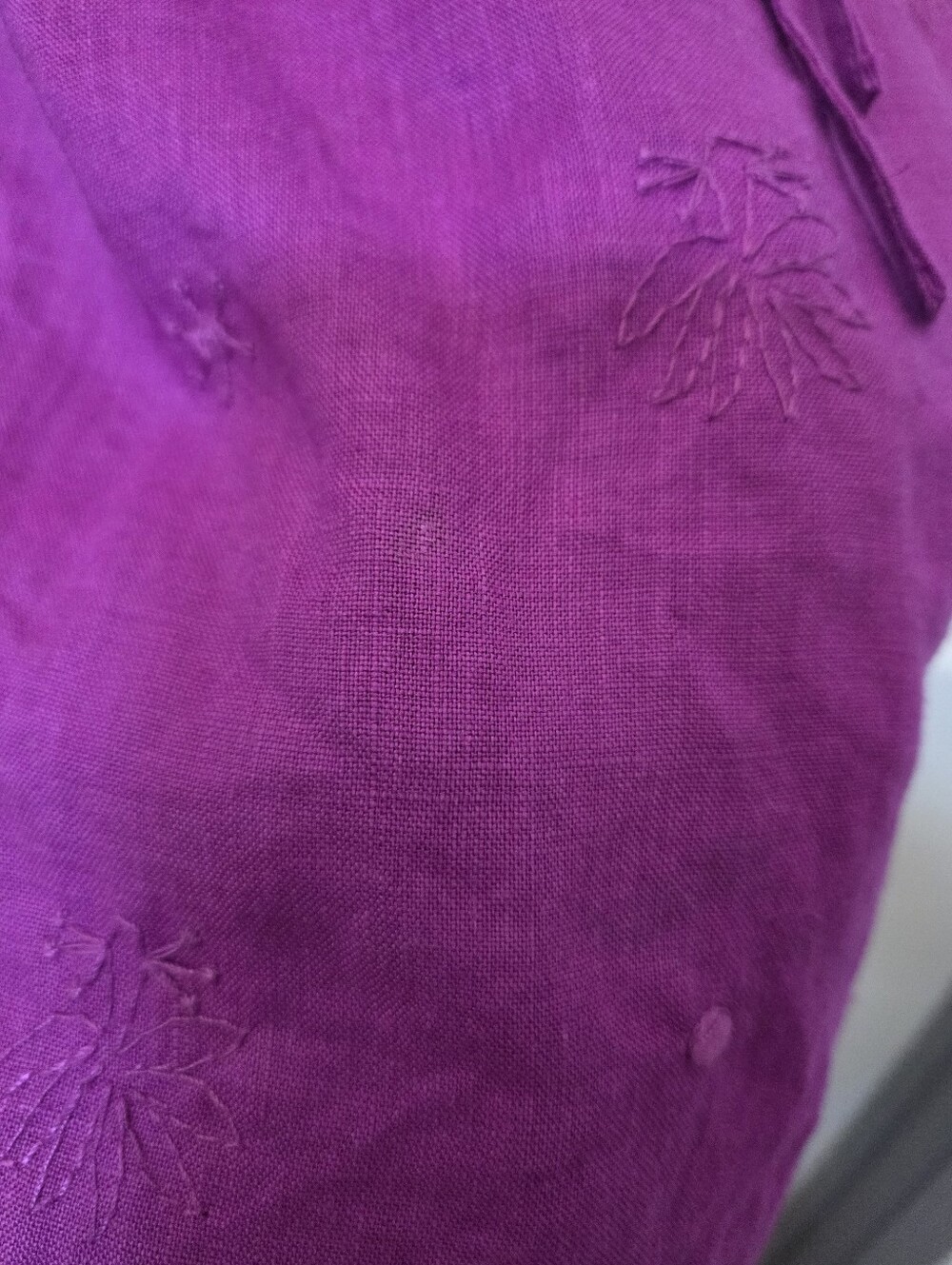 Carole Little 100% Linen Sleeveless Embroidered V-Neck Tunic Magenta 1X Summer - Picture 5 of 8
